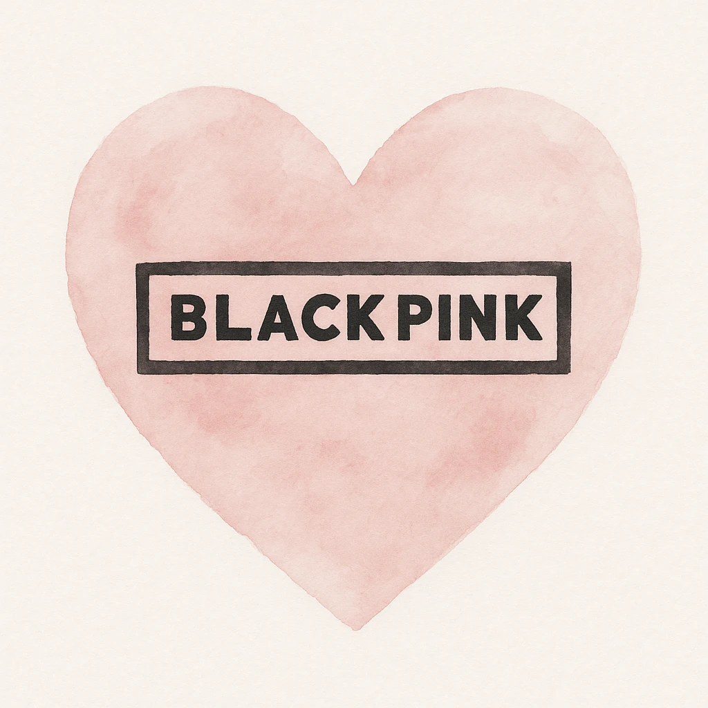 BLACKPINK-inspired object, black and pink colors, soft and artistic watercolor effect, Watercolor style emoji