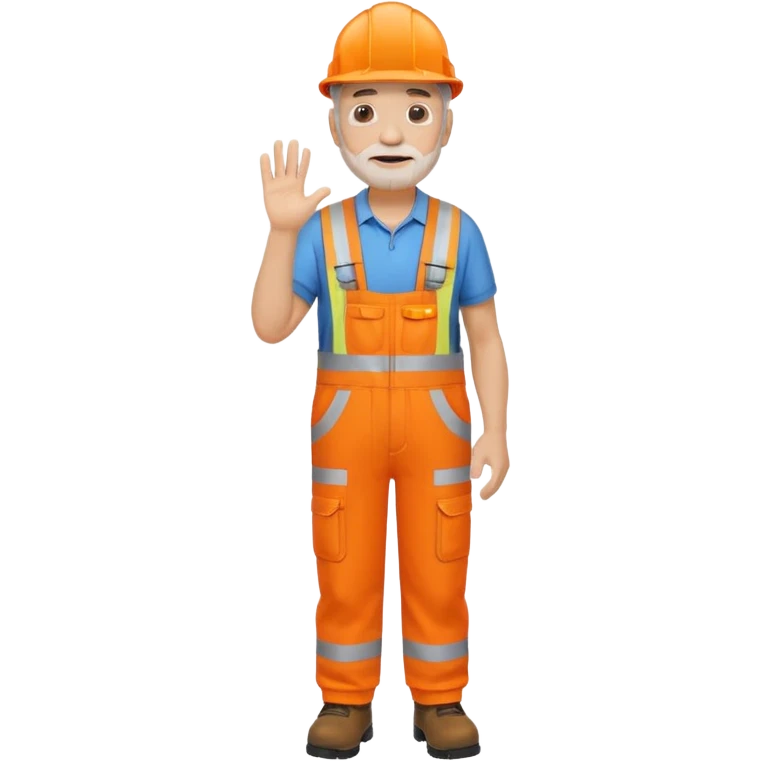 older engineer hi-vis orange overalls full body holding nothing emoji