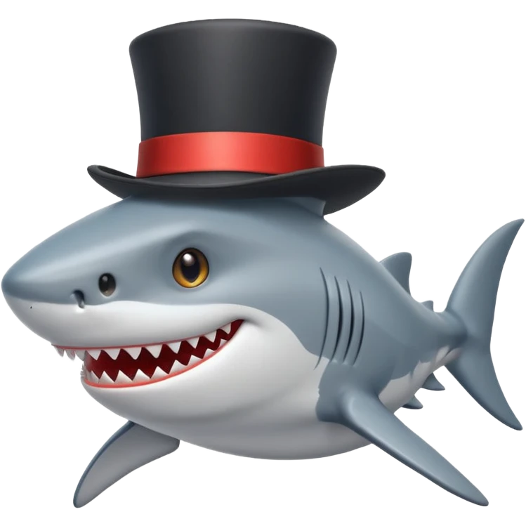 Shark with a top hat emoji