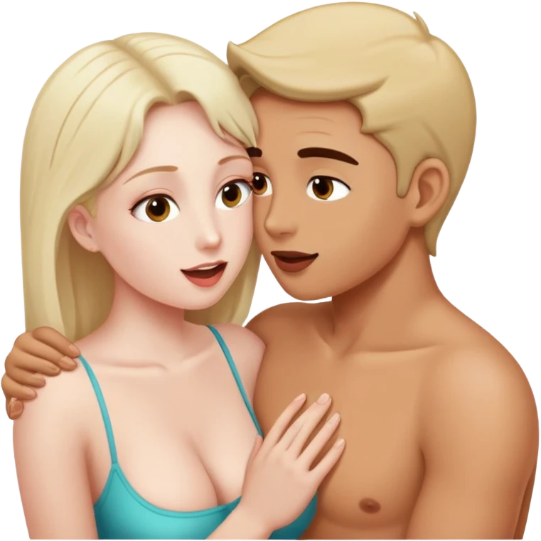 A guy gives a girl cunnilingus emoji