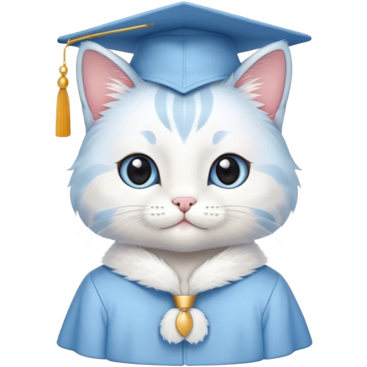 CUTE CAT in LIGHT BLUE graduation uniform  emoji
