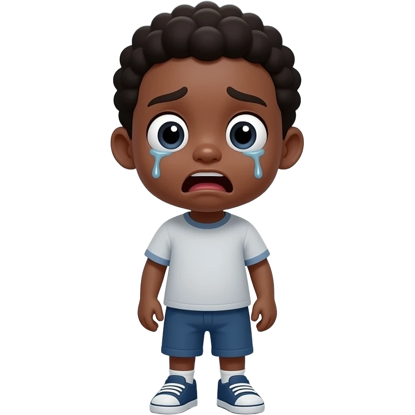 enfant noir qui a beaucoup peur sans larme emoji