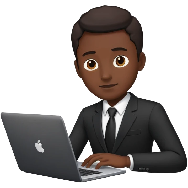 Man in black business suit with laptop emoji