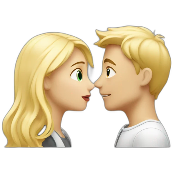 a blonde girl kissing blond europeen boy emoji