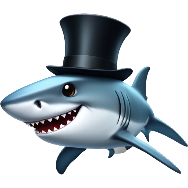 Shark with a top hat emoji