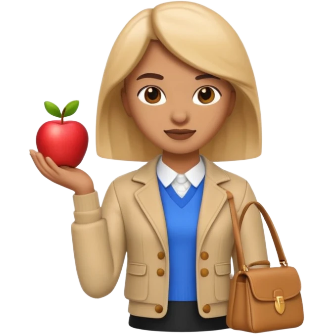 A 3D emoji with a apple Memoji style that the depicts a person who is learning to become a fashionista as her highchool extended profile. She is young in a highschool age. emoji