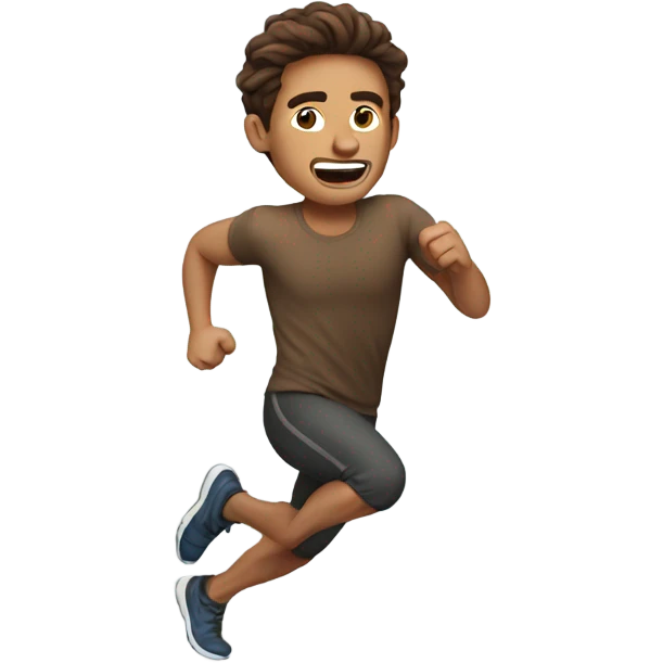 Brown hair guy running emoji