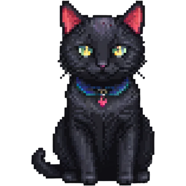 black cat sitting, simple and cute emoji