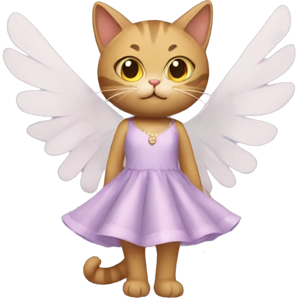 Cat wearing a dress with wings emoji