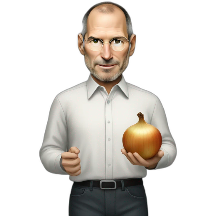 steve jobs with onion head emoji