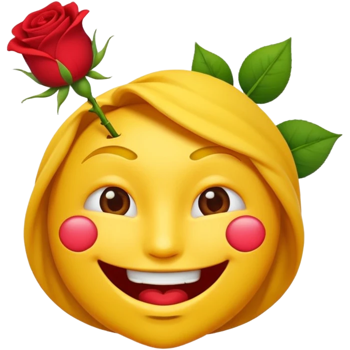 Un emoji jaune normale qui fait un clin d’œil avec une rose dans la bouche emoji