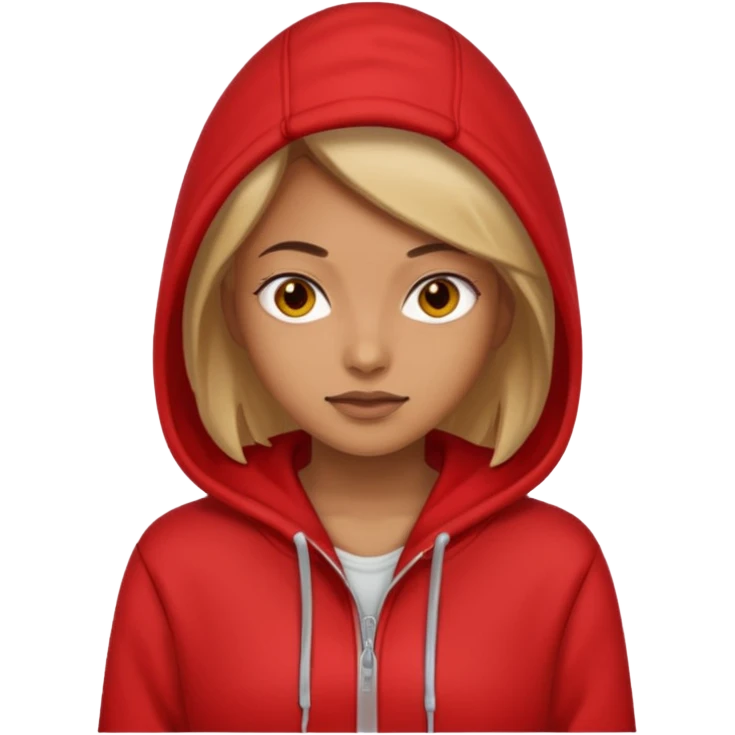 woman wear red hoodie emoji