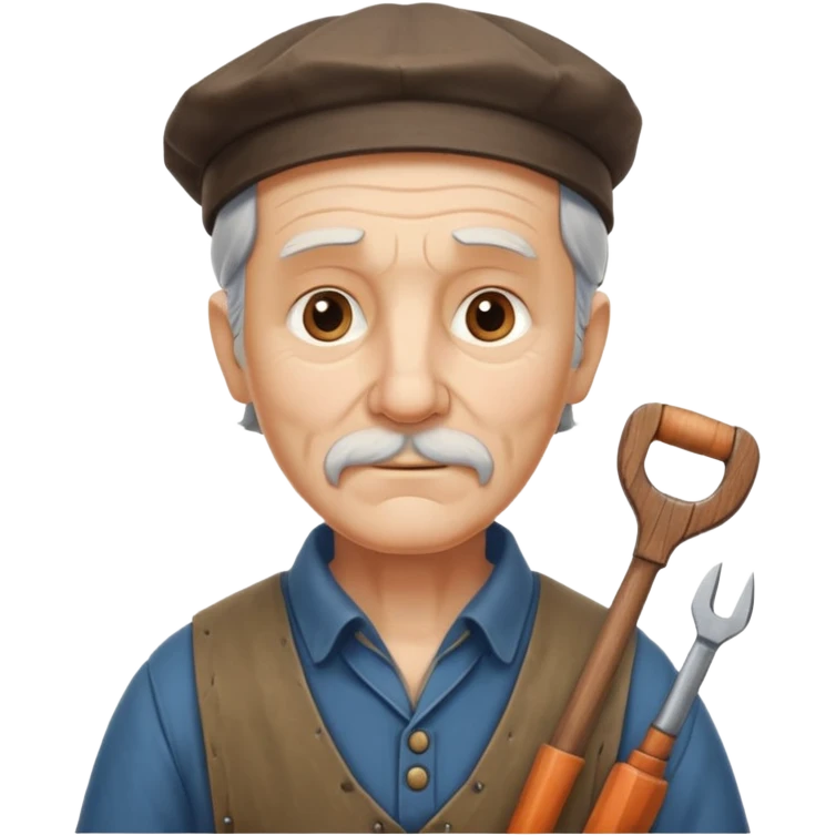 old master carpenter portrait, head and shoulders only, vintage clothing collar, wooden tool handle visible, wise expression, timeless craftsman vibe, 3D cartoon, mobile game icon style, clean background, no text, no watermark
 emoji