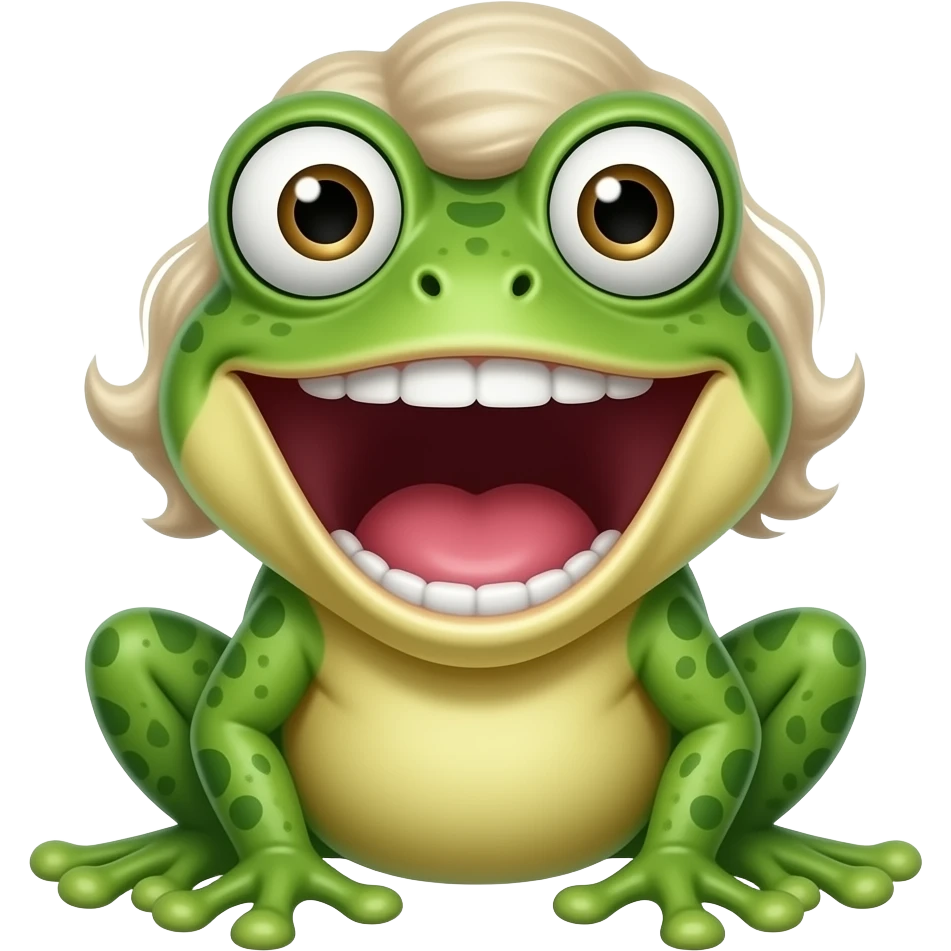Ric 'Nature Boy' Flair but he is a frog shouting  the word "WOOOOO!" across the bottom emoji