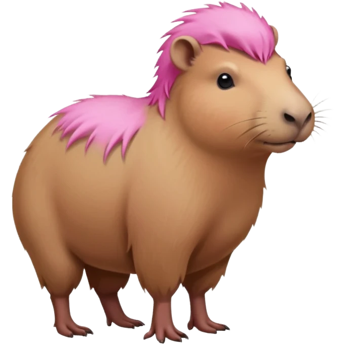 Capybara with pink head hair, standing emoji