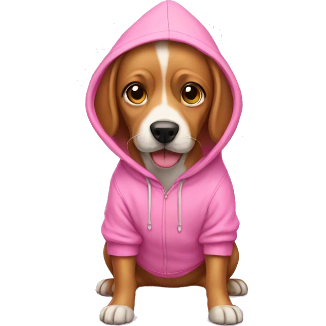 Dog wearing pink hoodie  emoji