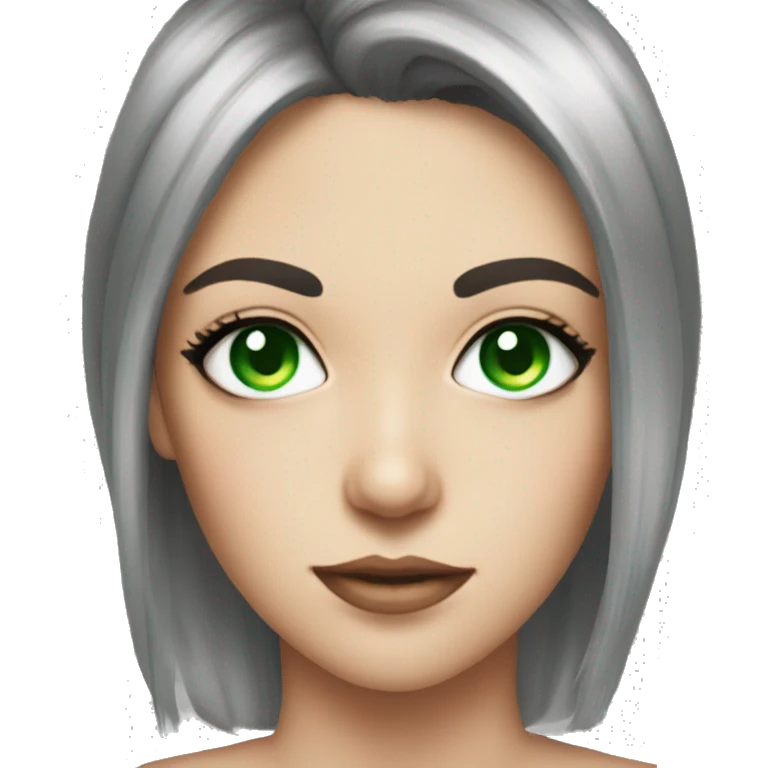 green eyes.. black hair… i wanna hold a strawberry and black outfit maybe tank top emoji