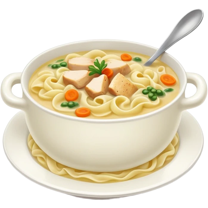 Chicken noodle soup over mashed potatoes  emoji