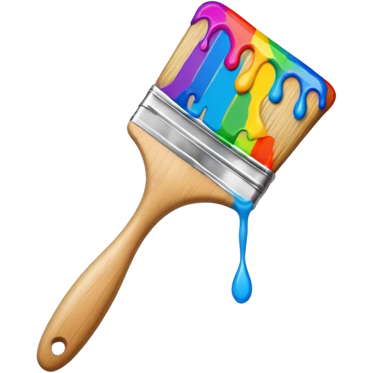 paint brush with raindow paint emoji