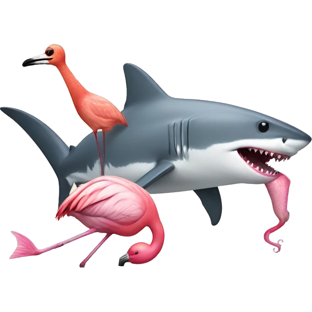 Shark eating a flamingo emoji
