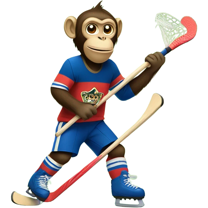 Monkey playing hockey on top of trees emoji
