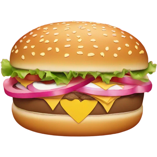 Burger with pink hearts surrounding it  emoji