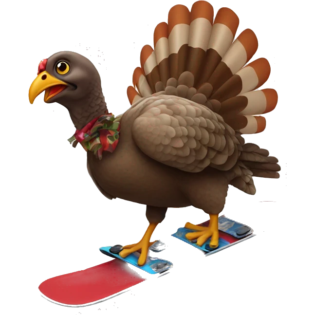 Turkey riding a snowboard emoji
