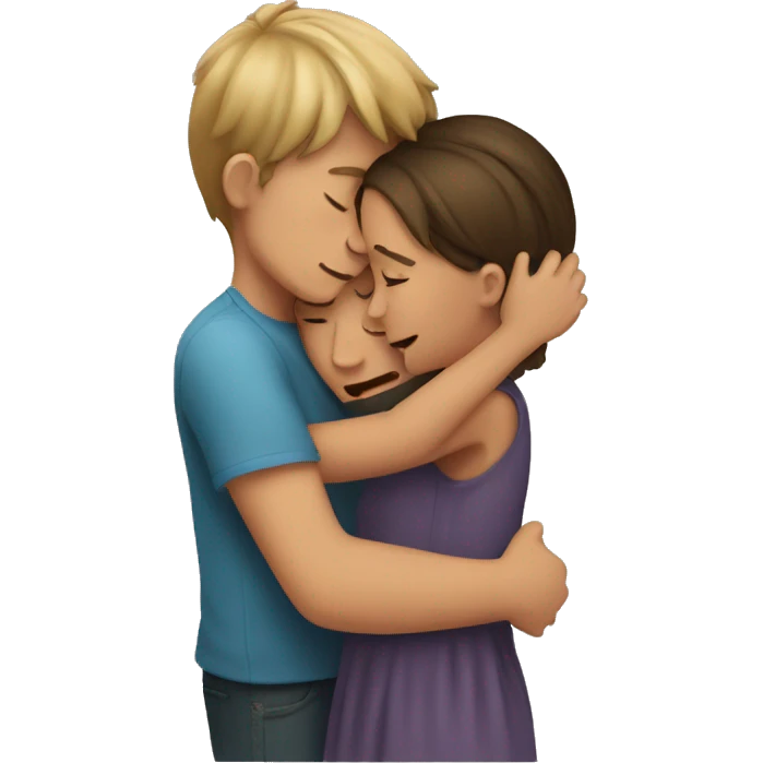  Boy crying and hugging girl emoji