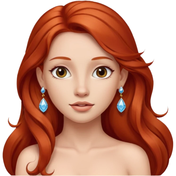 Hot   naked tits red long hair princess earrings emoji