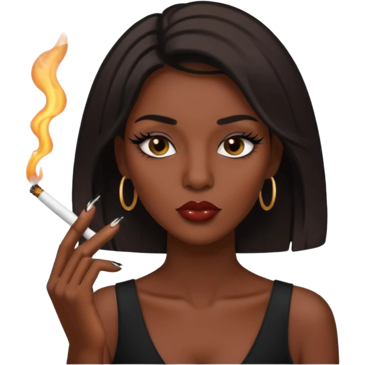 Baddie smoking face with lashes and nails  emoji