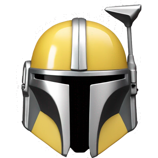 Light yellow and white colored Mandalorian helmet with antenna emoji