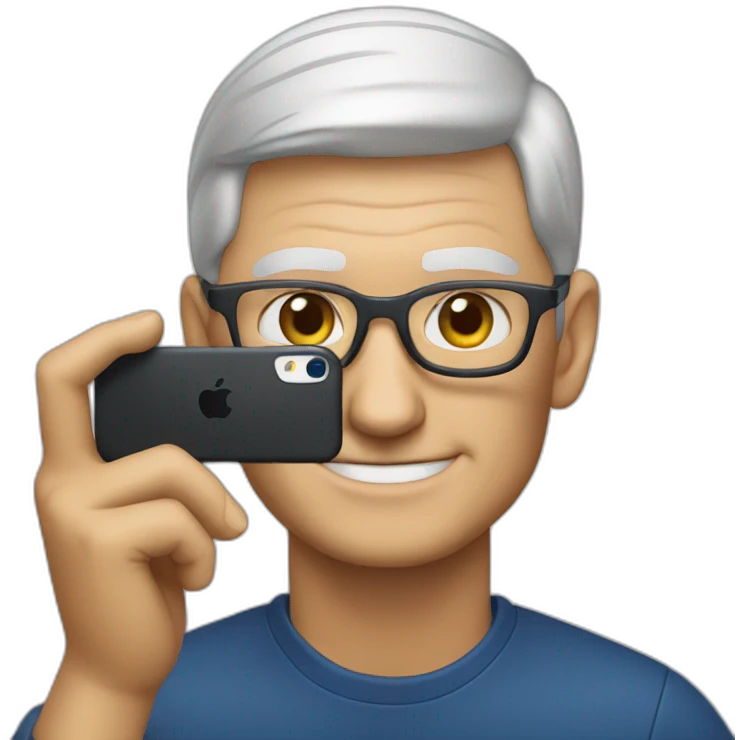 Tim cook taking photo with iPhone emoji