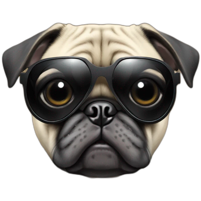 pug with black sunglasses and wearing a cyberpunk suit emoji