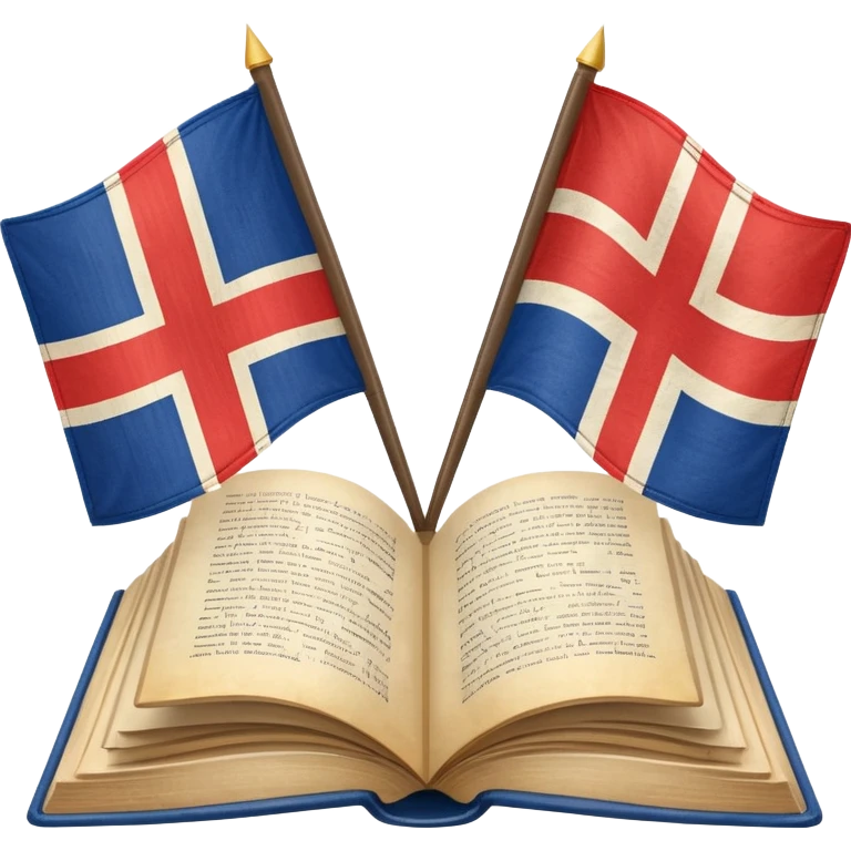open book with two flags (например UK и France) above it emoji