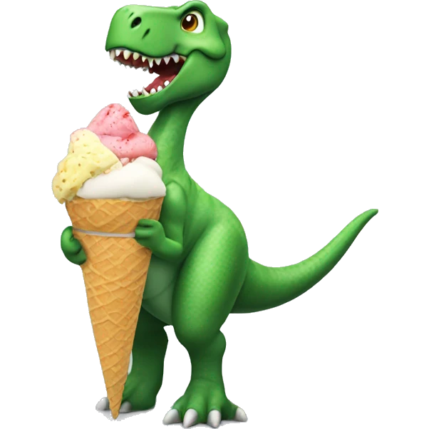dinosaur eating ice cream emoji