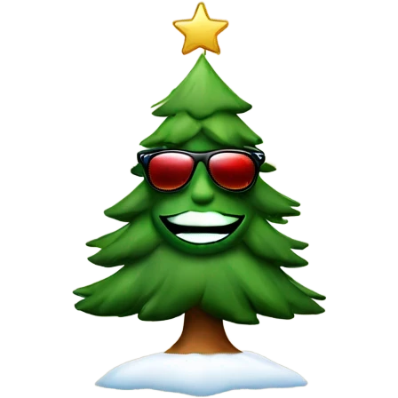Christmas tree with sunglasses and a bottle of whisky emoji