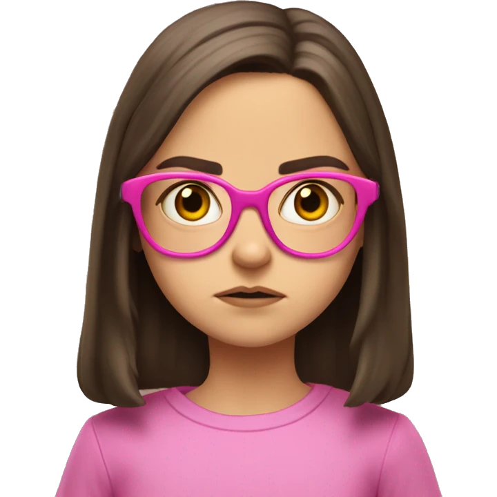 angry  Dafne Keen emoji wears pink glasses emoji