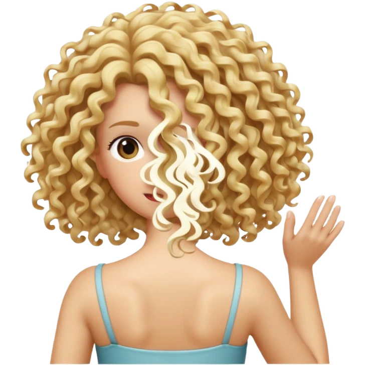 back view of a hand running through blonde curly hair emoji