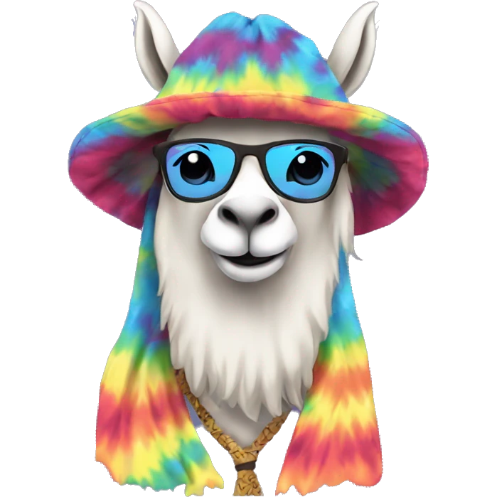 tie die tshirt wearing, hippie lama emoji
