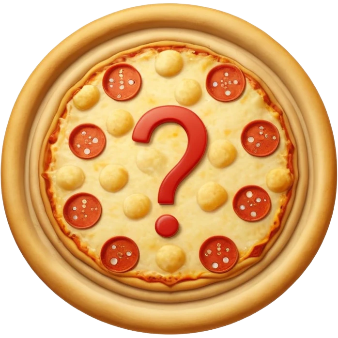 mystery pizza, with a question mark on it emoji