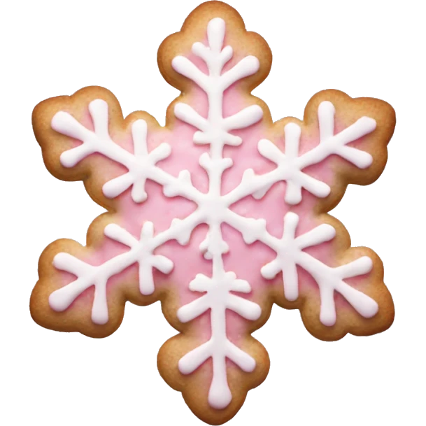 light pink christmas cookie shaped like a snowflake emoji