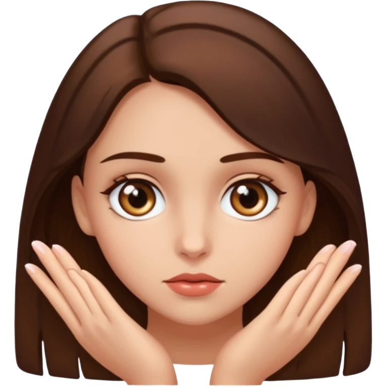 Fais moi une fille brune avec les yeux marrons, qui ce mort un doigt avec un regard coquin. emoji