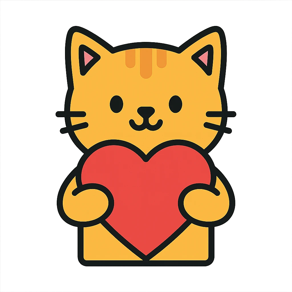 cat holding a heart emoji