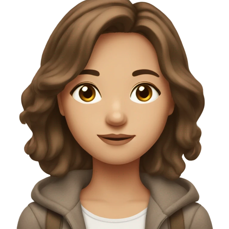 Cozy girl with ￼brown hair and brown eyes  emoji