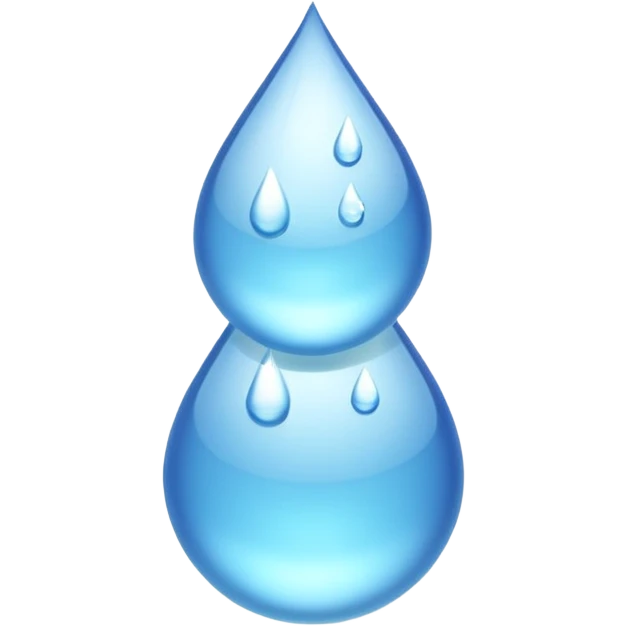 three equally sized droplets stacked on top of each other with two other droplets going outward from the middle droplet emoji