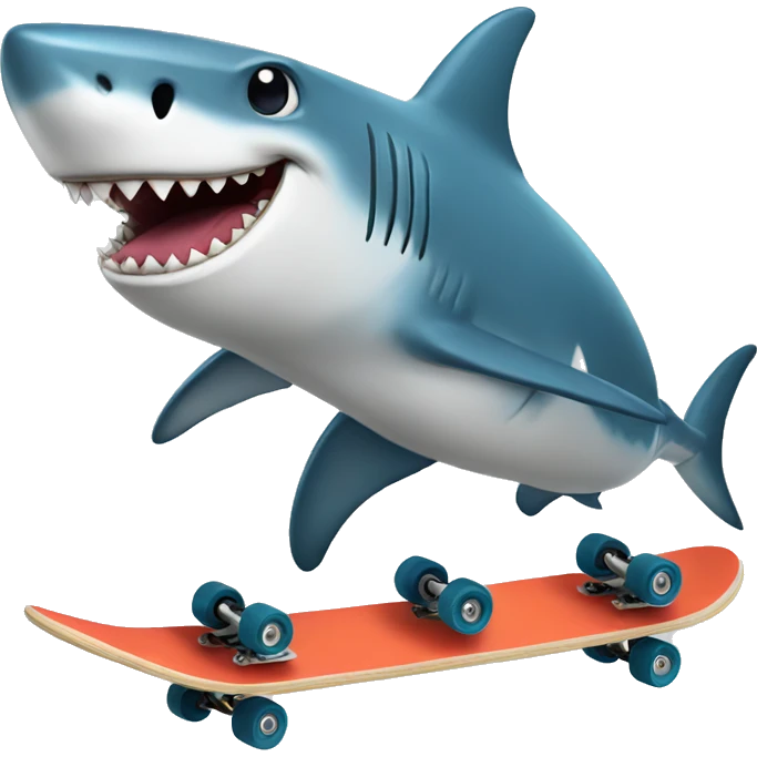Shark riding a skateboard emoji