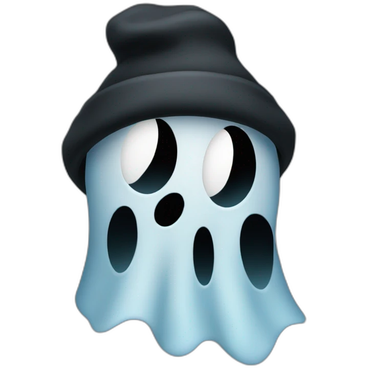 A nice ghost face wearing a black beanie cap emoji