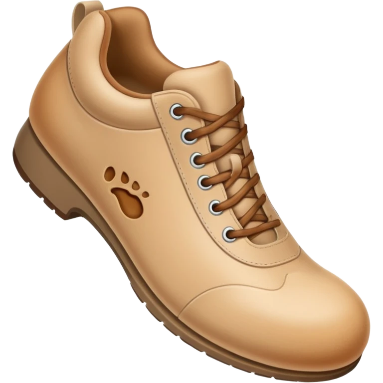 a full human leg with a sneakered foot pressing down on the ground. The shoe sole touches the floor, and directly beneath it a fresh shoe print is clearly visible. Rounded, glossy, smooth, soft shadows, white background.





 emoji