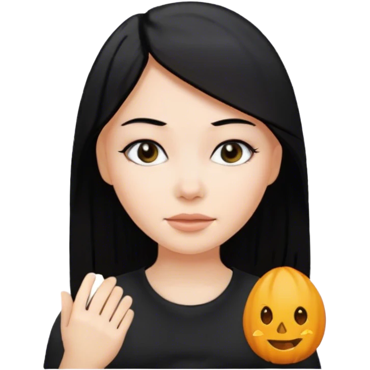 Chica blanca con pelo negro y liso  emoji