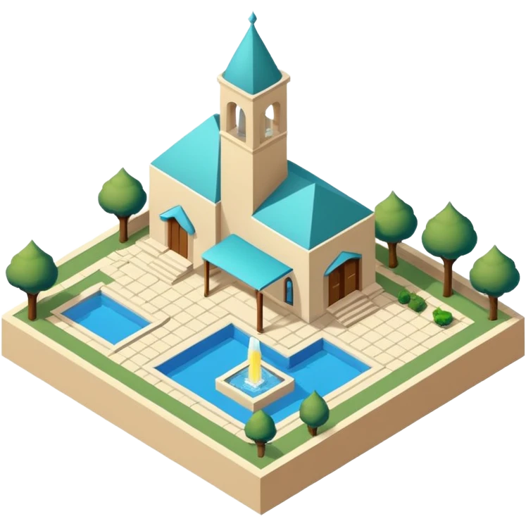 little city and many, small, ordinary, simple, home, Iranian-style, 1980, isometric emoji